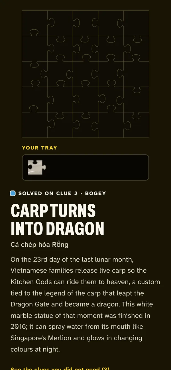 The story of the place: the carp that became a dragon.
